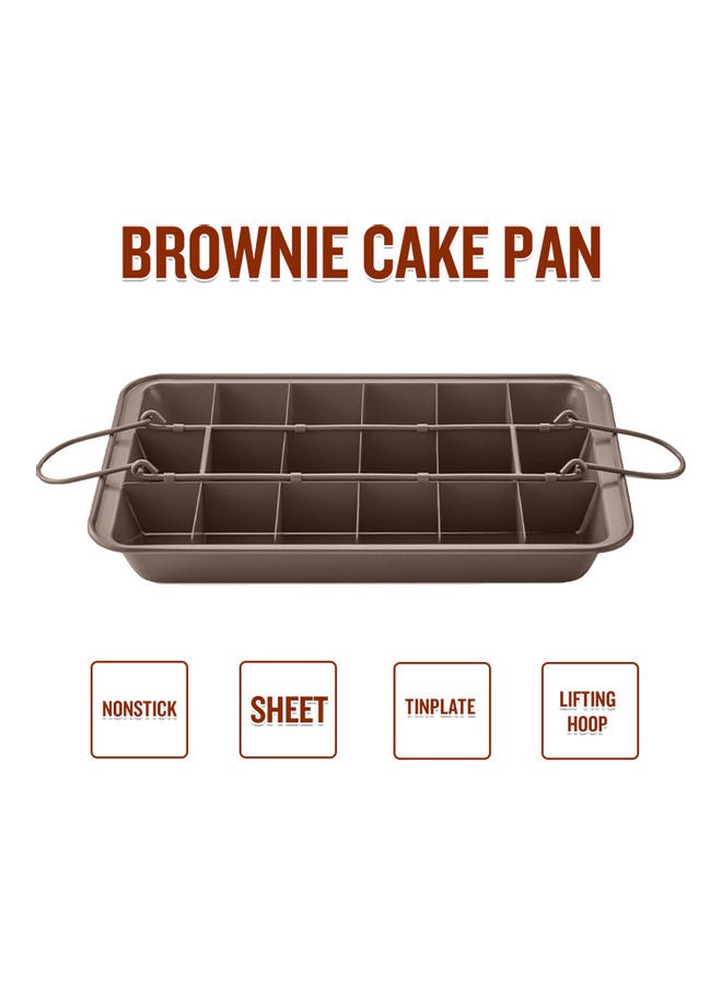 Nonstick Brownie Cake Pan with Lifting Hoop Beige 31 x 4 x 19.5cm  - Image 2