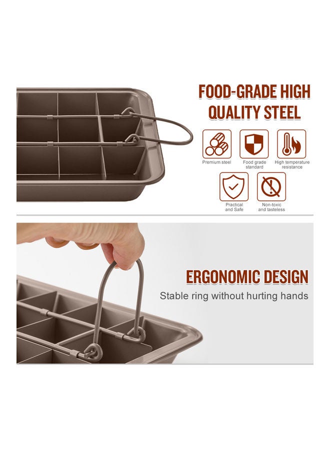 Nonstick Brownie Cake Pan with Lifting Hoop Beige 31 x 4 x 19.5cm  - Image 3
