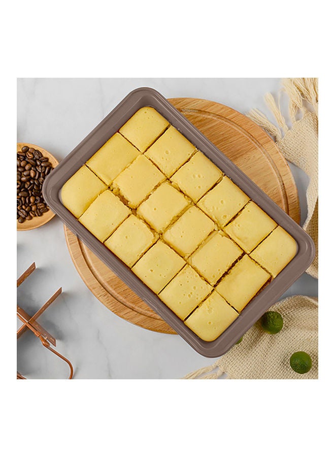 Nonstick Brownie Cake Pan with Lifting Hoop Beige 31 x 4 x 19.5cm  - Image 5