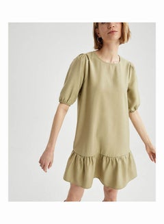Solid Pattern Pleated Mini Dress Light Mint