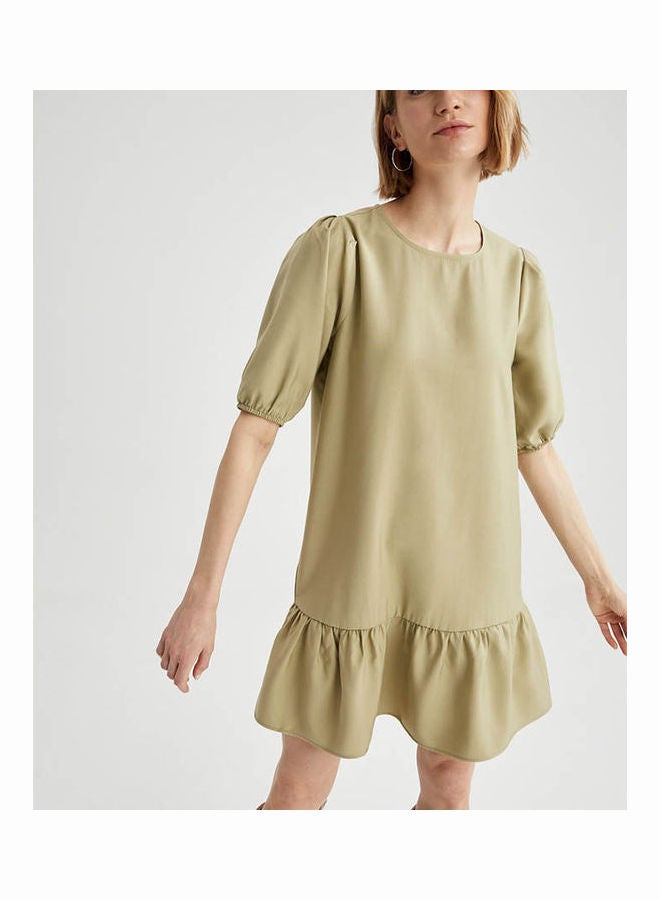 DeFacto - Solid Pattern Pleated Mini Dress Light Mint - Image 1