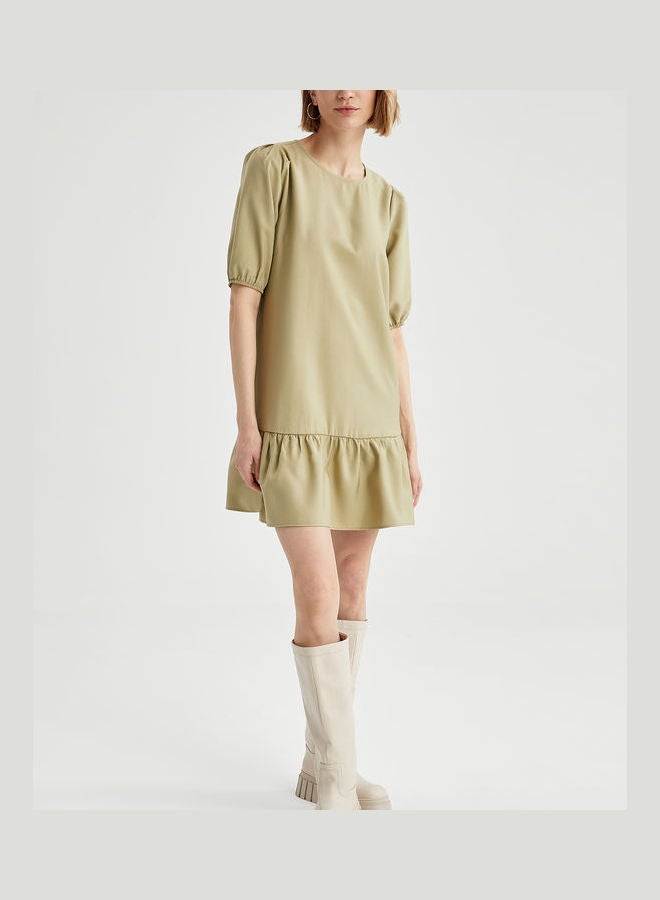 DeFacto - Solid Pattern Pleated Mini Dress Light Mint - Image 1