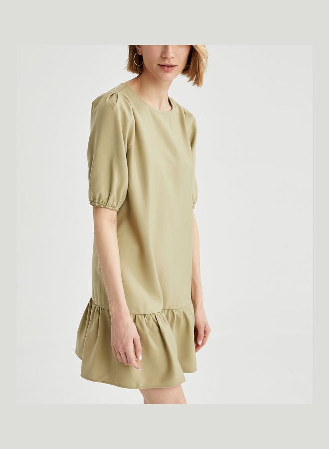 DeFacto - Solid Pattern Pleated Mini Dress Light Mint - Image 1