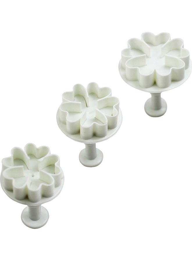 facemile 3-Piece Heart and Flower Design Decorating Cutter Tool Set White - Image 1