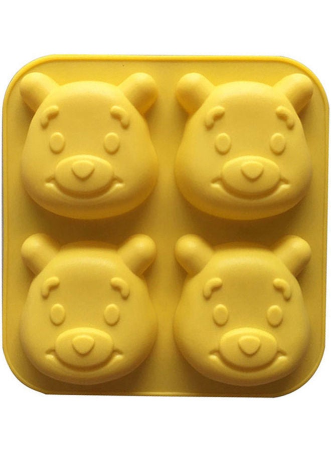 فيس مايل قالب كيك من السيليكون على شكل دب لطيف بأربع تجاويف أصفر - Image 1