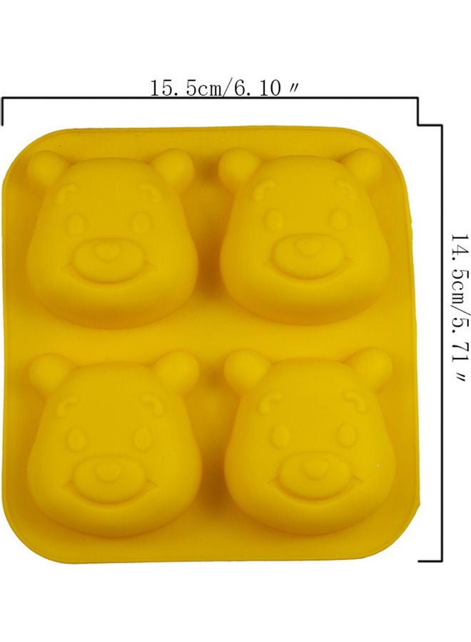 فيس مايل قالب كيك من السيليكون على شكل دب لطيف بأربع تجاويف أصفر - Image 4