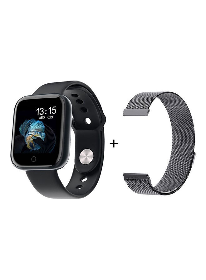 T80S Waterproof Fitness and Heart Rate Tracker Sport Smartwatch with Replacement Metal Strap Black 