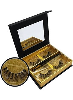 2-Pair Mink False Eyelashes with Applicator Black