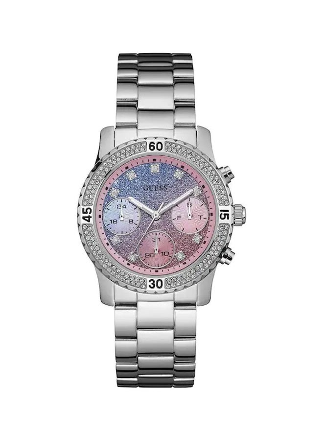 جس ساعة يد بعقارب مقاومة للماء طراز W0774L1 - 38 مم - فضي للبنات - Image 1