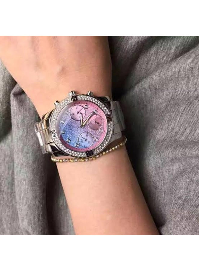 جس ساعة يد بعقارب مقاومة للماء طراز W0774L1 - 38 مم - فضي للبنات - Image 4