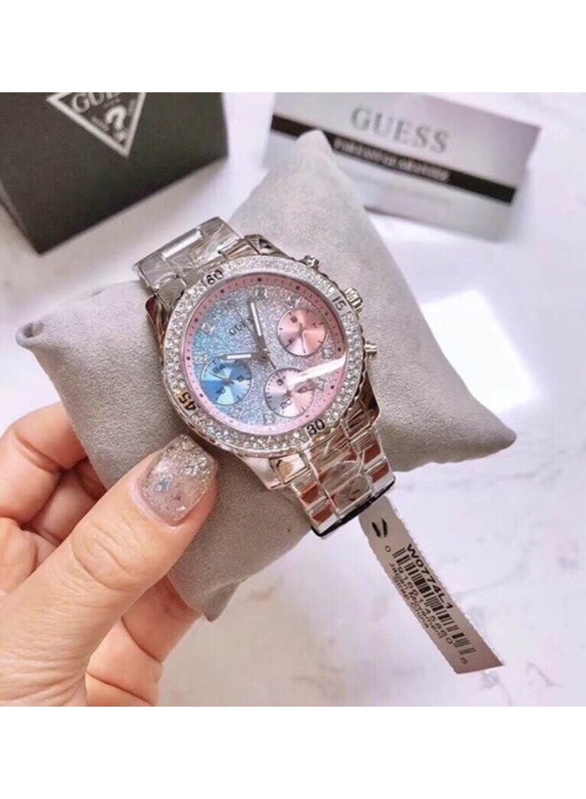 جس ساعة يد بعقارب مقاومة للماء طراز W0774L1 - 38 مم - فضي للبنات - Image 5