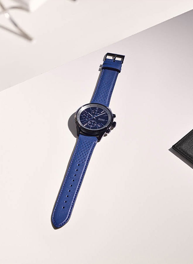 Men's Leather Analog Wrist Watch