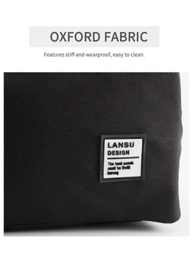 Generic Simple Monochromatic Reusable Thermal Lunch Bag with Handles Black 20 x 4 x 16cm  - Image 2