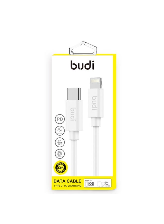 budi Type C To Lightning MFI Data Cable White  - Image 3