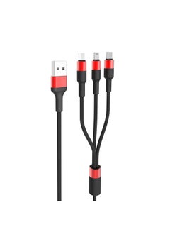 budi 3 In 1 Fast Charging Cable Black/Red  - Image 1