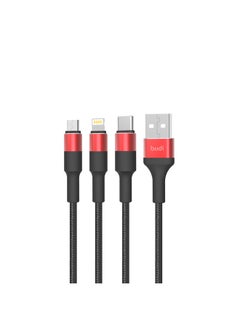 budi 3 In 1 Fast Charging Cable Black/Red  - Image 2