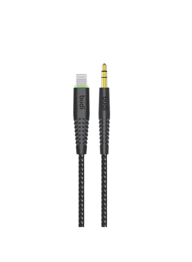 budi - Lightning To Aux Cable for Apple iPhone Black - Image 1