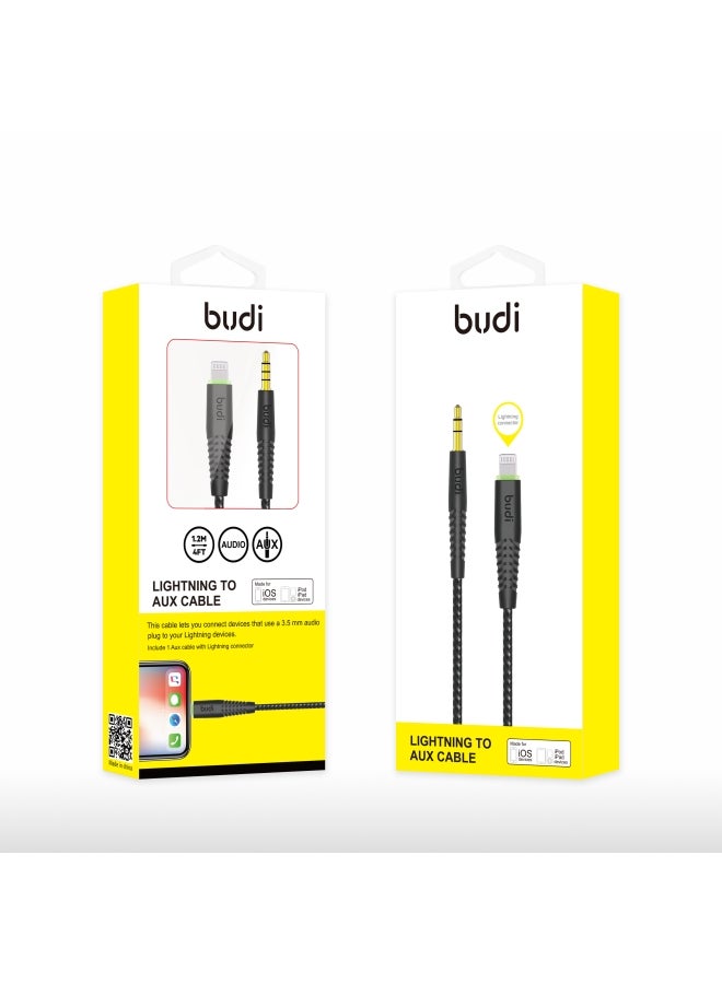 budi - Lightning To Aux Cable for Apple iPhone Black - Image 1