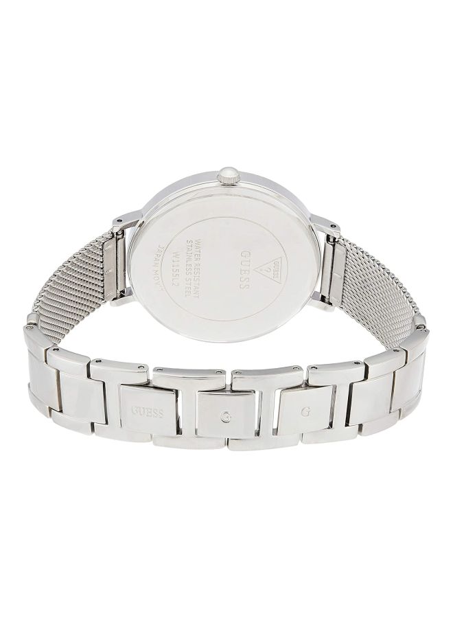 جس ساعة يد بعقارب وسوار من الستانلس ستيل طراز W1155L2 للنساء - Image 2