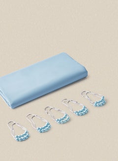 Shower Curtain - 180X180 Cm - 100% Printed Polyester Hooks - Hazeblue Color - Bath Curtain 13 Piece Incl Ring Haze Blue