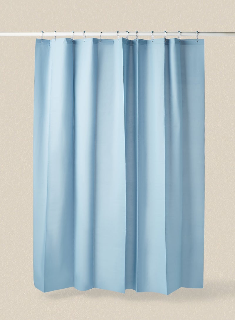 Noon East - Shower Curtain - 180X180 Cm - 100% Printed Polyester Hooks - Hazeblue Color - Bath Curtain 13 Piece Incl Ring Haze Blue - Image 1