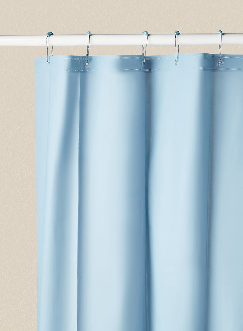 Noon East - Shower Curtain - 180X180 Cm - 100% Printed Polyester Hooks - Hazeblue Color - Bath Curtain 13 Piece Incl Ring Haze Blue - Image 1
