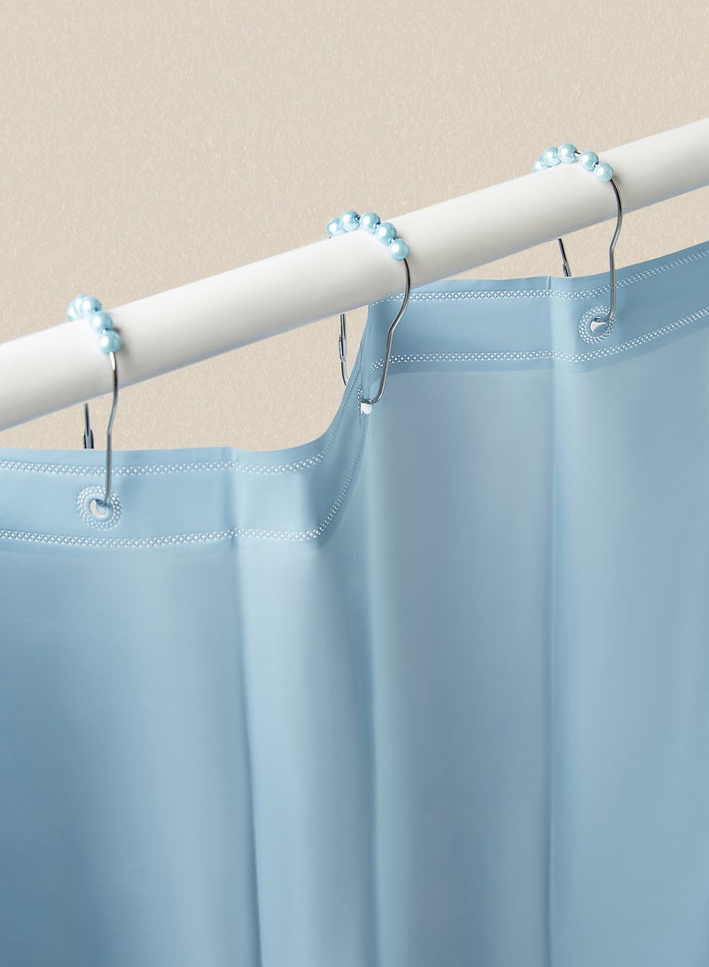 Noon East - Shower Curtain - 180X180 Cm - 100% Printed Polyester Hooks - Hazeblue Color - Bath Curtain 13 Piece Incl Ring Haze Blue - Image 1