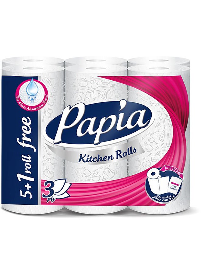 Kitchen Roll 3 Ply Pack of 6 White - v1620224425/N30316704A_1