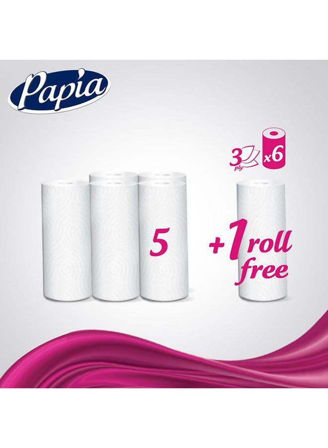 Kitchen Roll 3 Ply Pack of 6 White - v1620224425/N30316704A_3