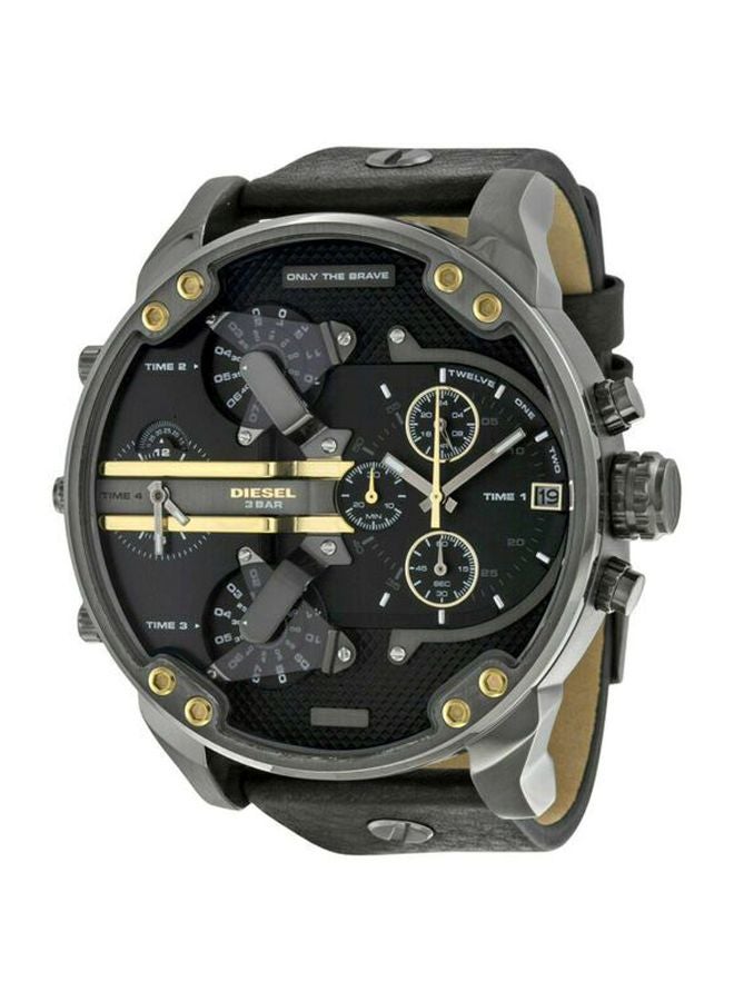 DIESEL - Men's Mr. Daddy Round Shape Leather Band Chronograph Wrist Watch 57 mm - Black - DZ7348 - Image 1