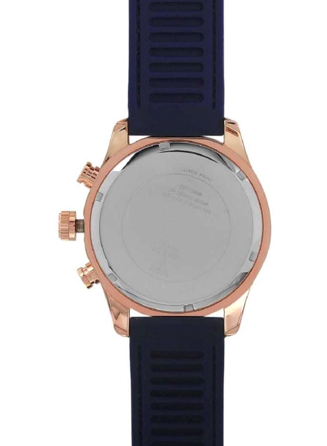 جس ساعة يد كرونوغراف بحركة كوارتز وتصميم دائري وسوار من المطاط للرجال للرجال - Image 5