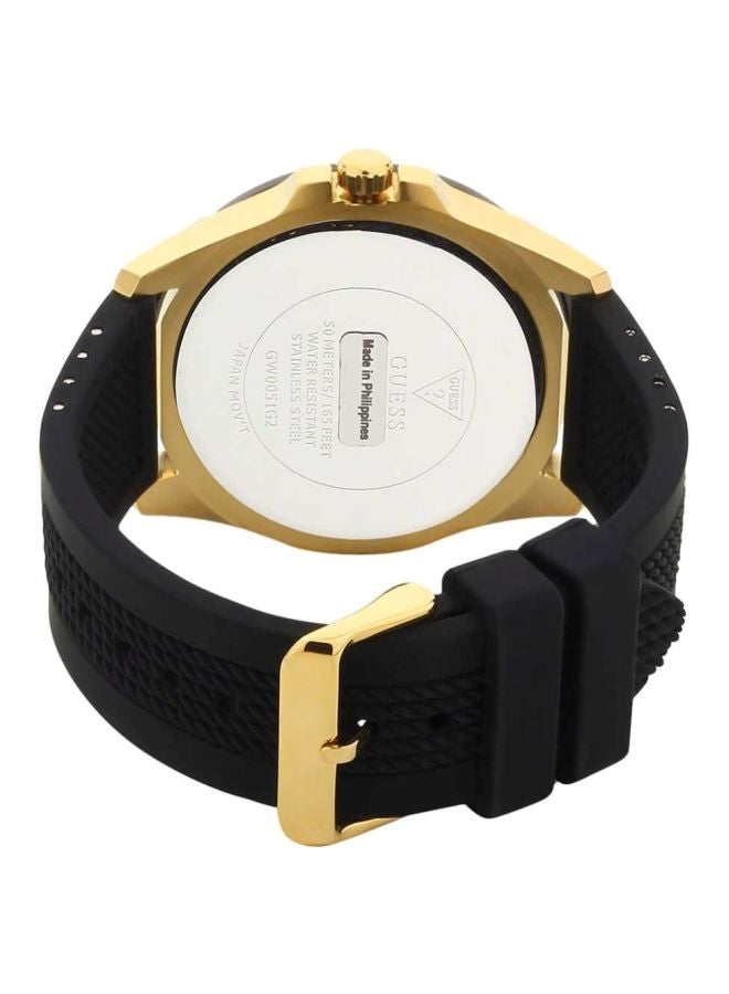 GUESS Men's Rubber Chronograph Wrist Watch GW0051G2 - 46 mm - Black/Gold - Image 2