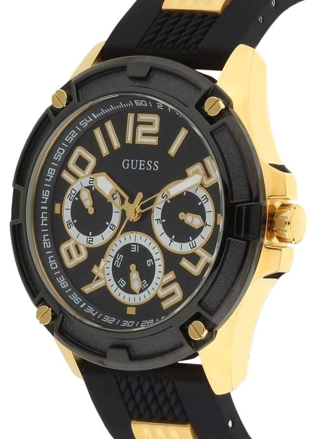 GUESS Men's Rubber Chronograph Wrist Watch GW0051G2 - 46 mm - Black/Gold - Image 4