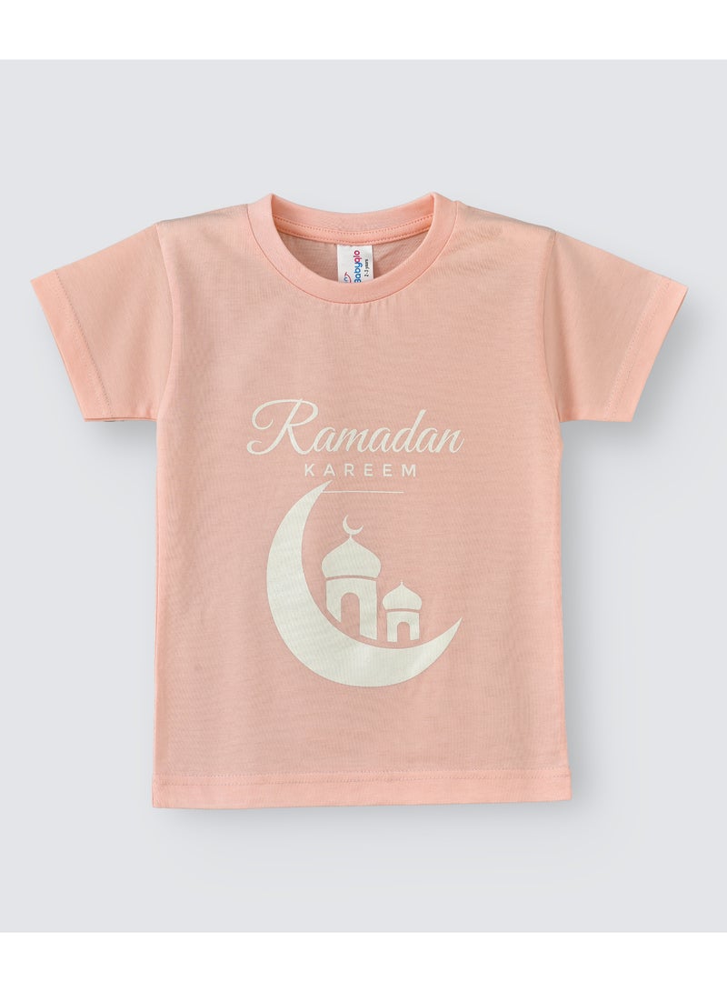 بيبي كلو "يشيرت مطبوع عليه عبارة "Ramadan Kareem" وردي - Image 1