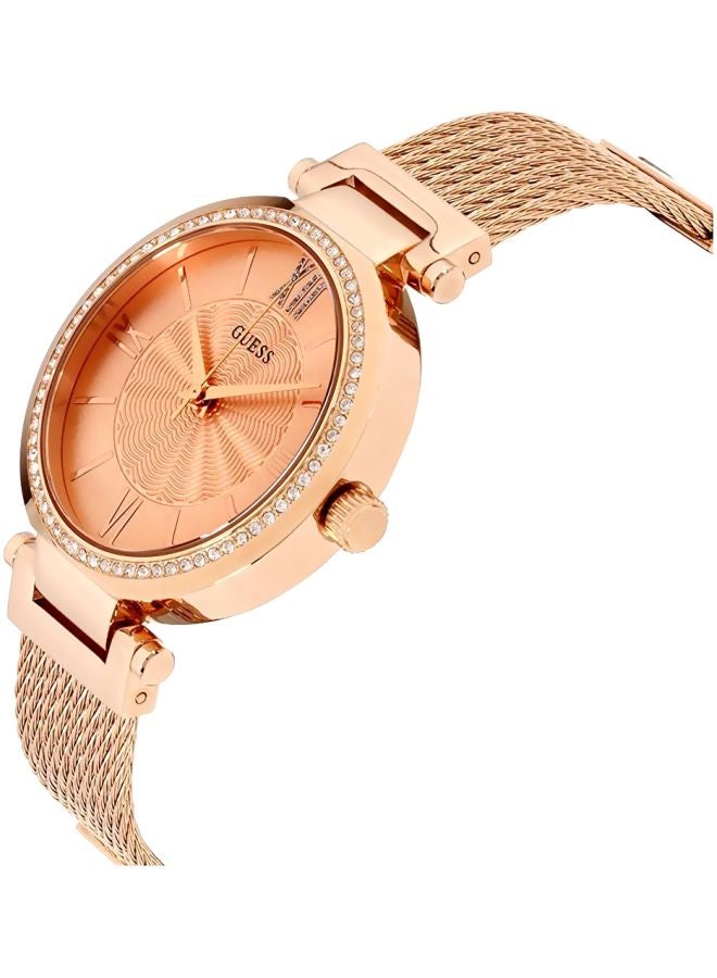 جس ساعة يد بعقارب مقاومة للماء طراز W0638L4 - قياس 37 مم - لون ذهبي للنساء - Image 4