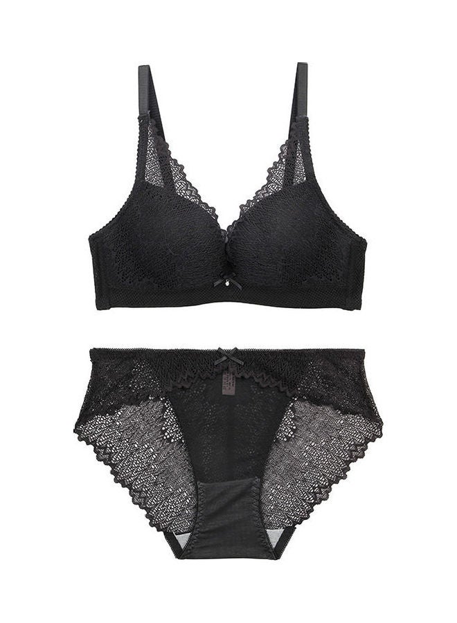 Thin Bra Pantie Set Black 