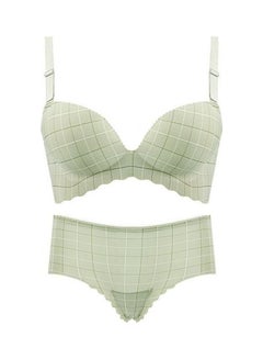 Checked Pattern Bra And Brief Set Green