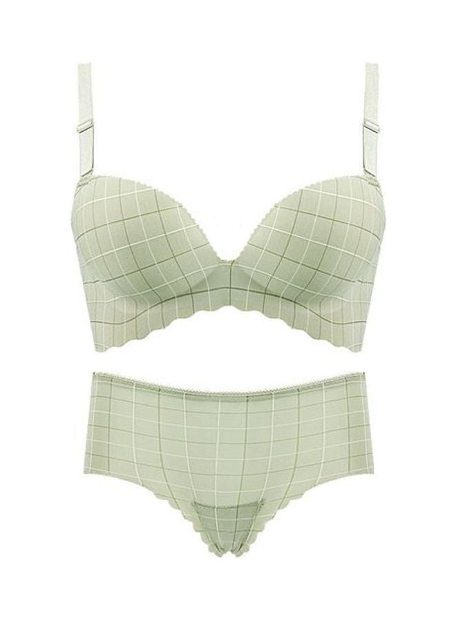 Generic - Checked Pattern Bra And Brief Set Green - Image 1