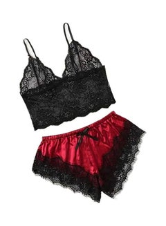 Shein Satin Lingerie Underwear Sets Babydoll Nightwear Sleepwear Red 