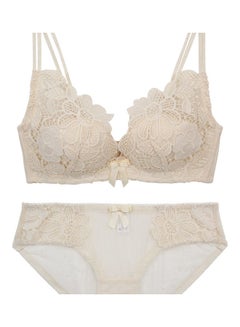Casual Thin Bra And Brief Set Beige