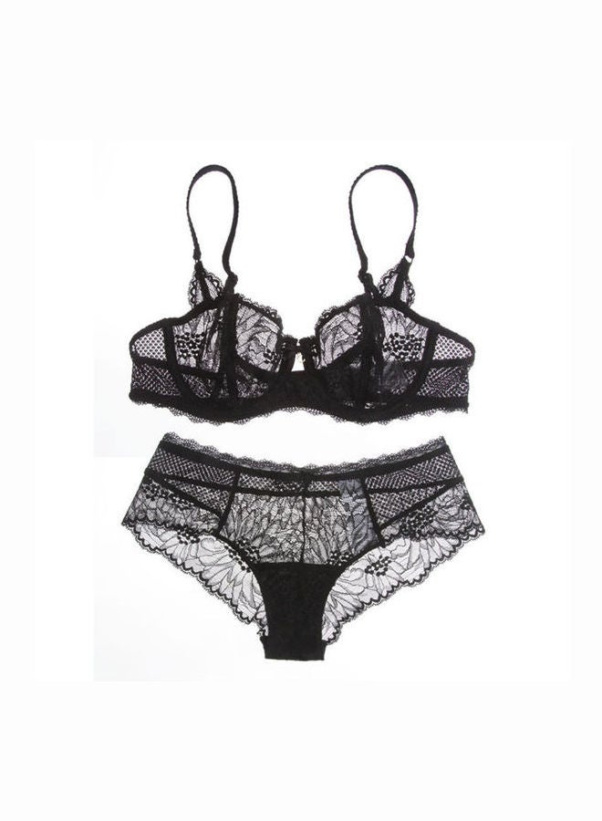 Thin Bra Pantie Set Black 