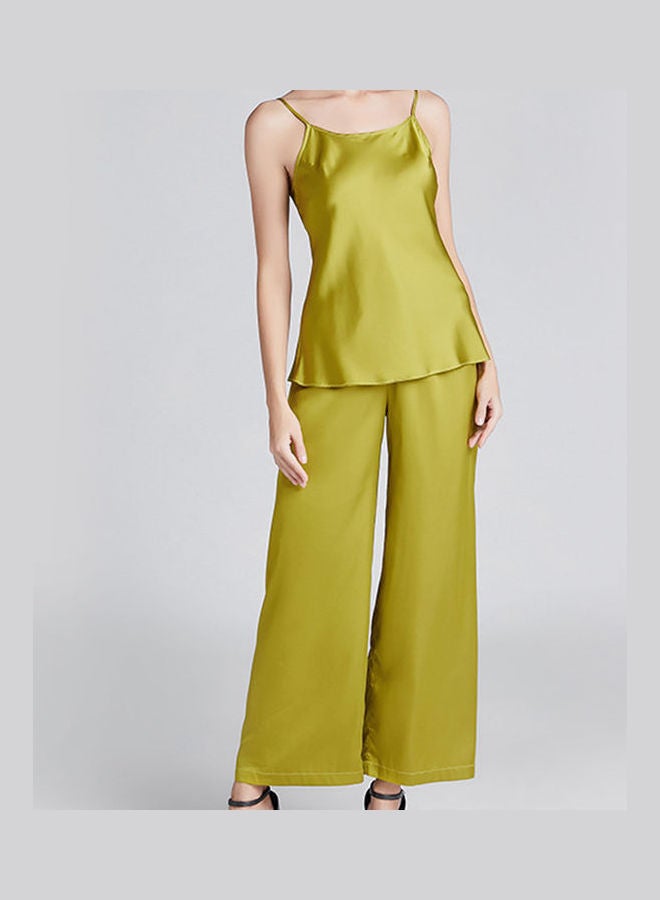 Lace Detail Camis And Pyjama Set Green  - Image 1