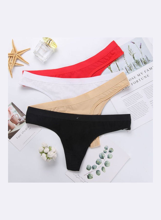 4-Piece Solid Thongs Multicolour 