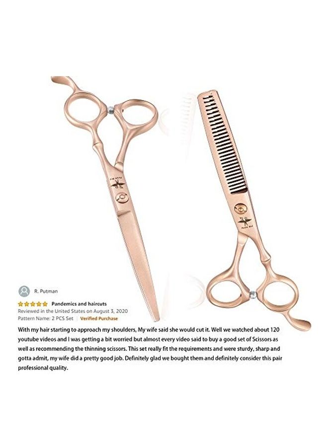 Generic - 2-Piece Hair Cutting Scissors Set Rose Gold - Image 1