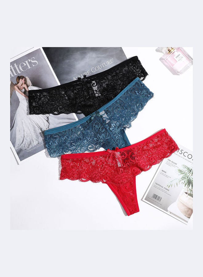 3-Piece Solid Thongs Multicolour 