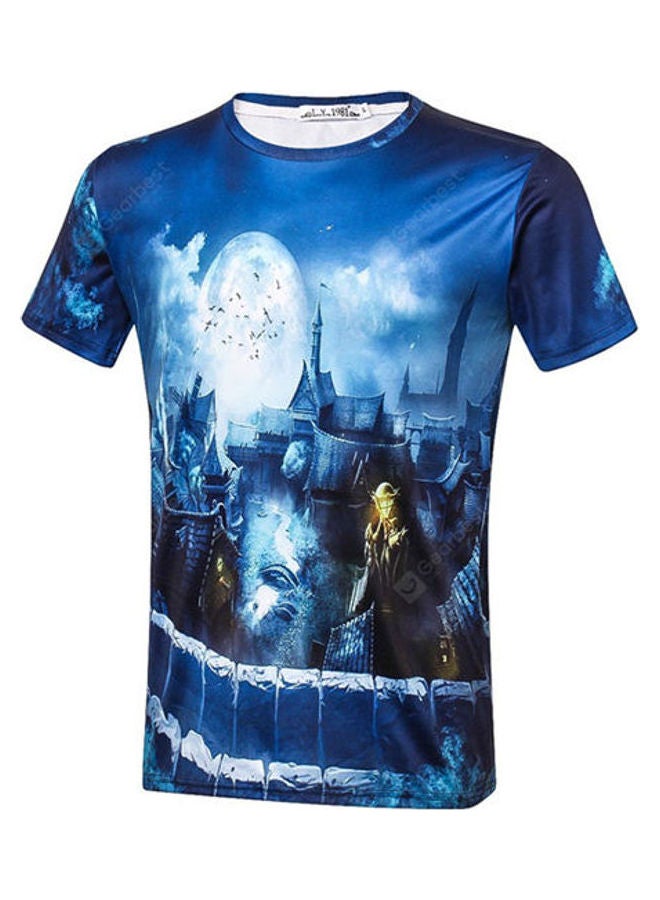 3D Digital Printed T-Shirt Blue 