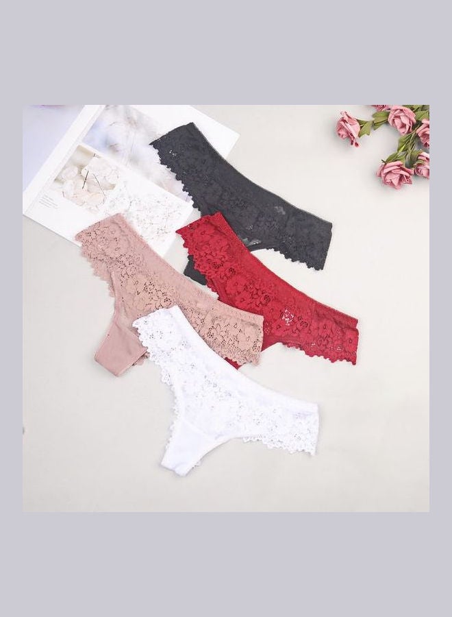 4-Piece Solid Thongs Multicolour 