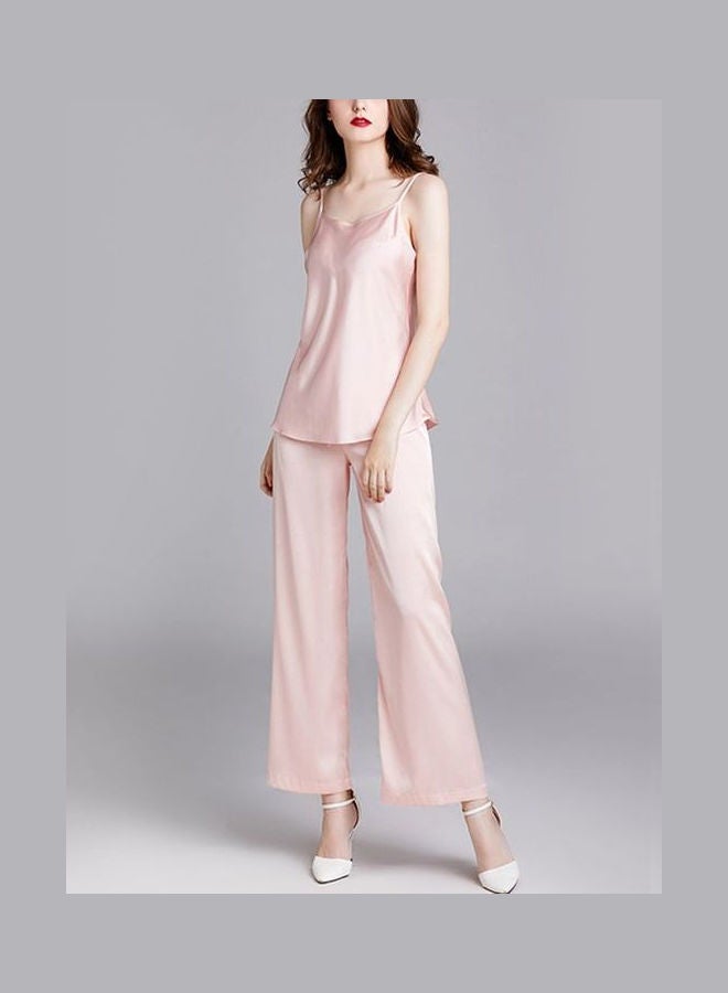 Lace Detail Camis And Pyjama Set Pink  - Image 2