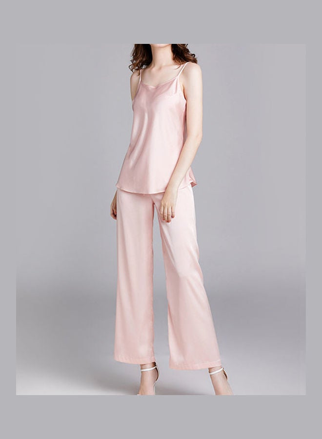 Lace Detail Camis And Pyjama Set Pink  - Image 1