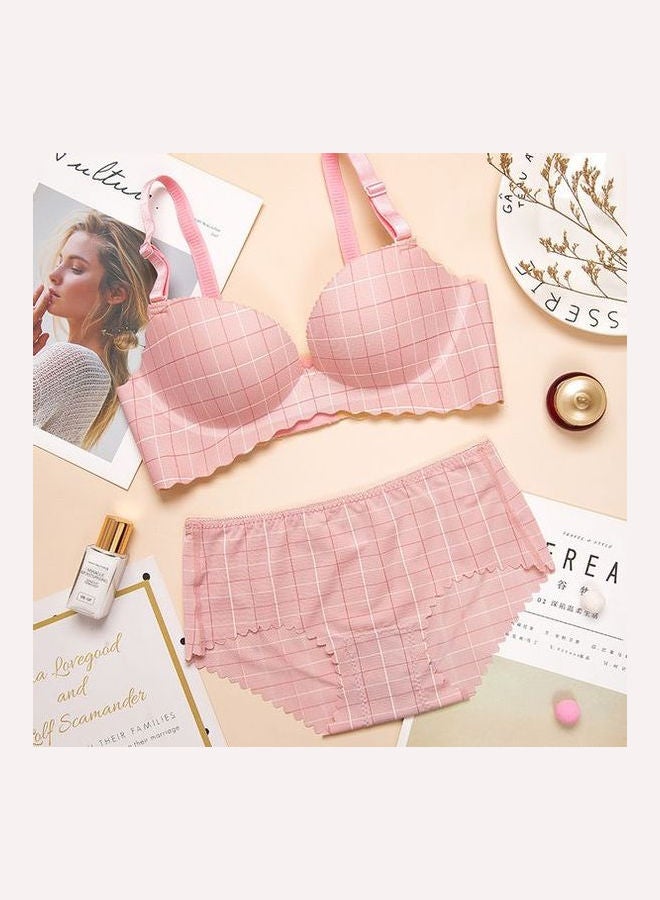 Generic - Checked Pattern Bra And Brief Set Green - Image 1